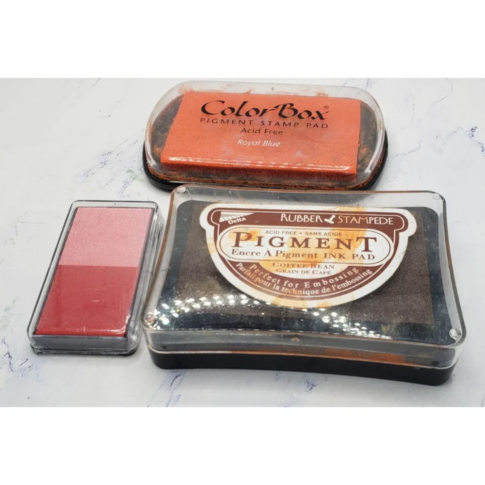 Lot Of 3 Stamp Pads For Scrapbooking Paper Crafts Orange Brown and Pink